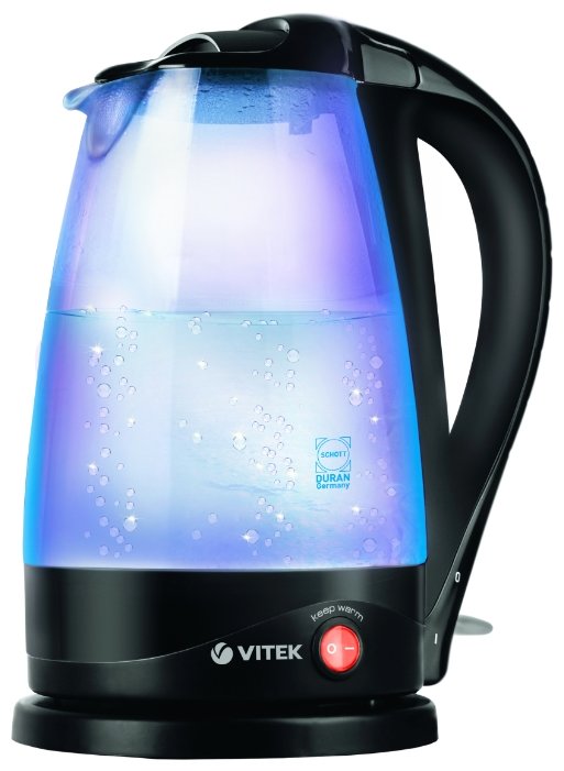 Изображение Электрический чайник VITEK VT-1180 (2200 Вт/1,7 л /стекло, пластик/прозрачный, черный)