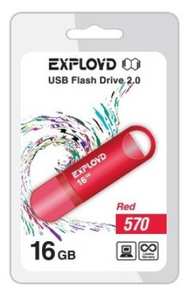 Изображение USB flash Exployd 570,(USB 2.0/16 Гб)-красный ()