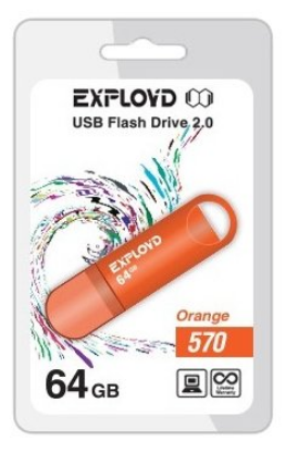 Изображение USB flash Exployd 570,(USB 2.0/64 Гб)-оранжевый ()