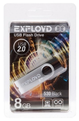 Изображение USB flash Exployd 530,(USB 2.0/8 Гб)-черный ()