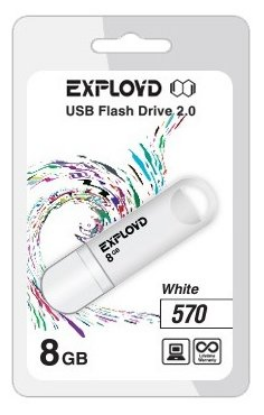 Изображение USB flash Exployd 570,(USB 2.0/8 Гб)-белый ()