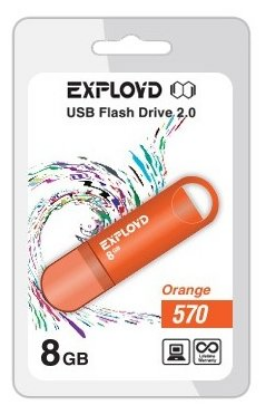 Изображение USB flash Exployd 570,(USB 2.0/8 Гб)-оранжевый ()