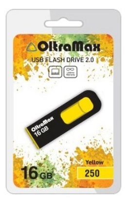 Изображение USB flash OltraMax 250,(USB 2.0/16 Гб)-желтый, черный ()