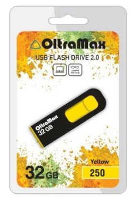 Изображение USB flash OltraMax 250,(USB 2.0/32 Гб)-желтый, черный ()