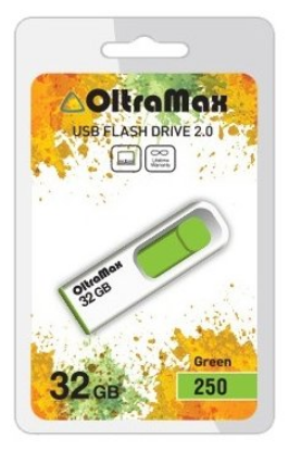 Изображение USB flash OltraMax 250,(USB 2.0/32 Гб)-белый, зеленый ()