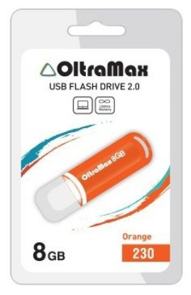 Изображение USB flash OltraMax 230,(USB 2.0/8 Гб)-оранжевый ()