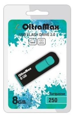 Изображение USB flash OltraMax 250,(USB 2.0/8 Гб)-бирюзовый, черный ()