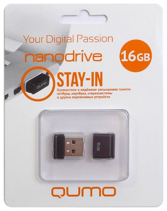 Изображение USB flash Qumo nanoDrive,(USB 2.0/16 Гб)-черный (QM16GUD-NANO-B)