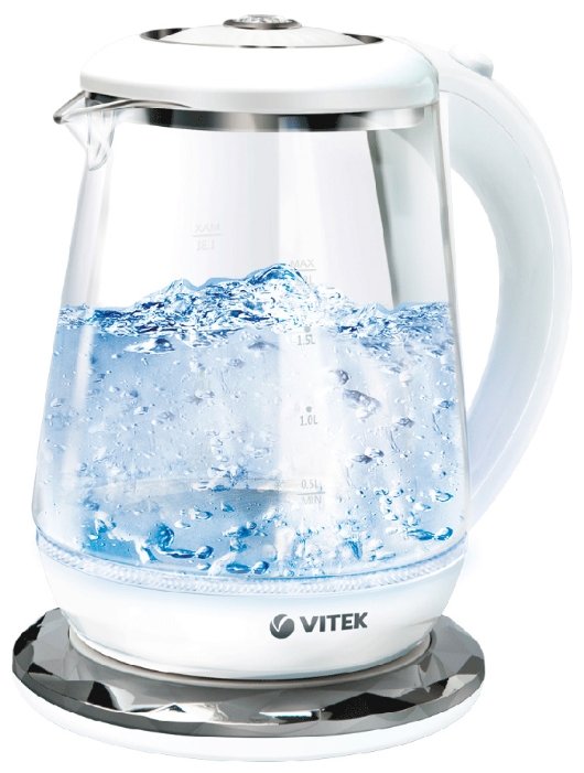 Изображение Электрический чайник VITEK VT-7051 MC (2200 Вт/1,8 л /стекло, пластик/прозрачный, белый)