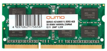 Изображение Оперативная память 4 GB DDR3L Qumo QUM3S-4G1600K11L  (12800 МБ/с, 1600 МГц, CL11)