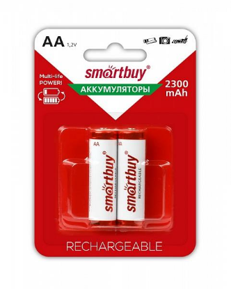 Изображение Аккумулятор SmartBuy AA/2BL (SBBR-2A02BL2300) (AA (R6,316,LR6) 1,2 В 2300 мА*час Ni-Mh)