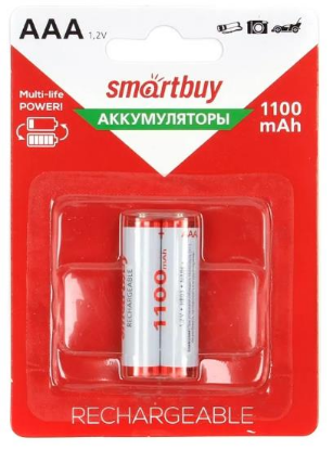 Изображение Аккумулятор SmartBuy AAA/2BL (SBBR-3A02BL1100) (AAA (R03,286,LR03) 1,2 В 1100 мА*час Ni-Mh)