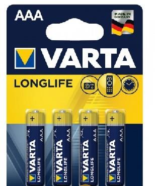 Изображение Батарейка Varta LR03 AAA BL4 LONGLIFE ALKALINE (AAA (R03,286,LR03) 1,5 В  щелочная (алкалиновая))