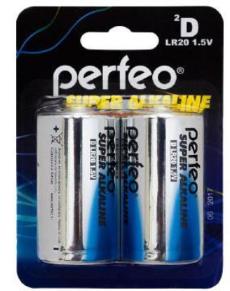 Изображение Батарейка Perfeo LR20-2BL SUPER ALKALINE (D (R20,LR20,А373) 1,5 В  щелочная (алкалиновая))