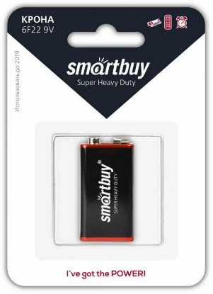 Изображение Батарейка SmartBuy 6F22/1B (SBBZ-9V01B) (6F22 9 В  солевая)