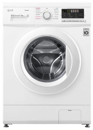 Изображение Стиральная машина LG F1296CDS0, белый (фронтальная, 6 кг, 1200 об/мин )