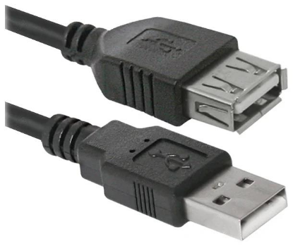 Изображение Кабель удлинительный Defender USB02-10 USB 2.0 A USB 2.0 A черный 3 м