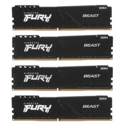 Изображение Оперативная память 4x16 GB DDR4 Kingston FURY Beast Black KF436C18BBK4/64 (28800 МБ/с, 3600 МГц, CL18)