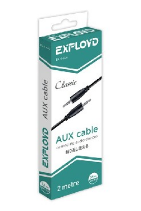 Изображение EXPLOYD EX-K-634 AUX Jack 3,5mm (M) - Jack 3,5mm (M) круглый стерео аудио 2M чёрный Classic