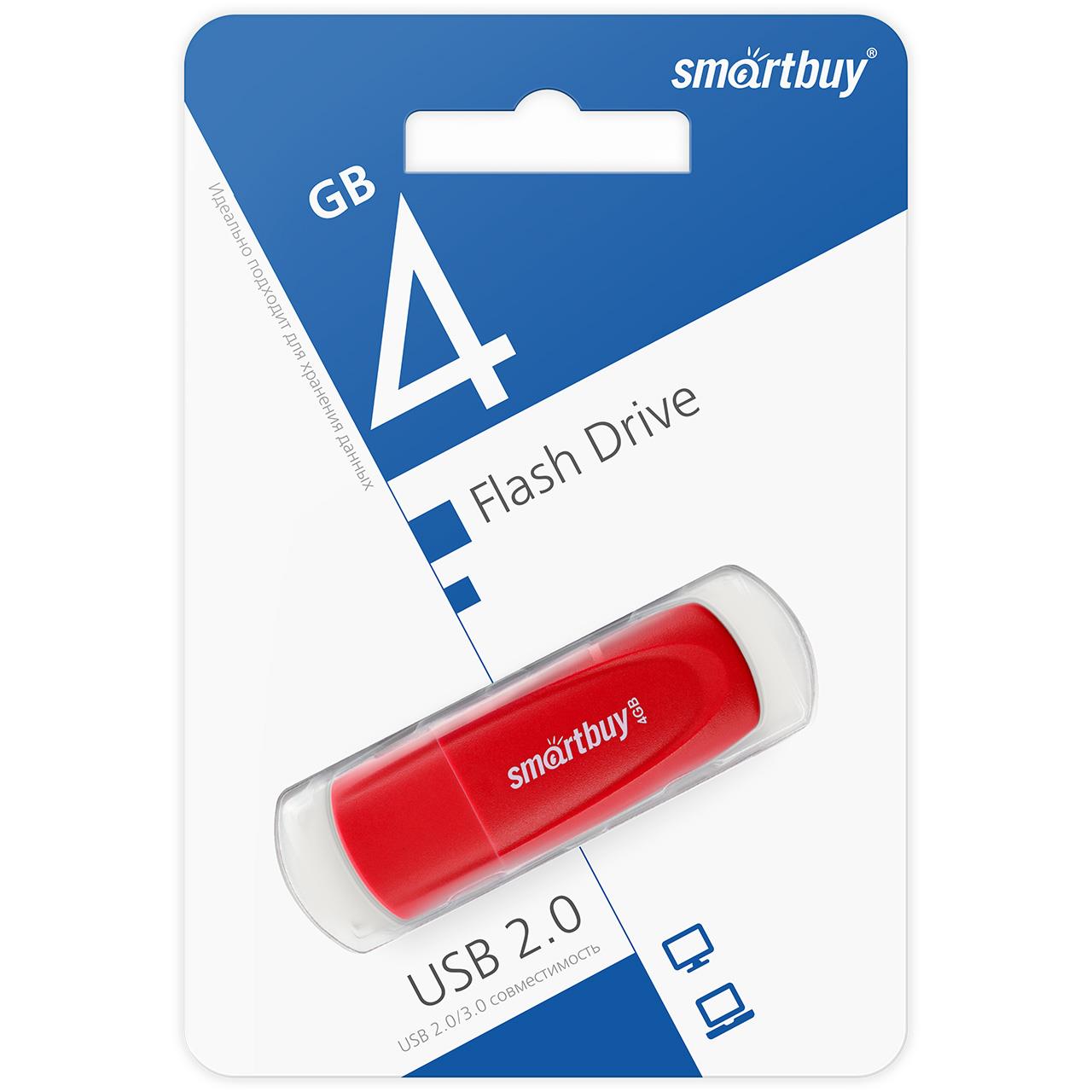 Изображение USB flash SmartBuy Scout,(USB 2.0/4 Гб)-красный (SB004GB2SCR)