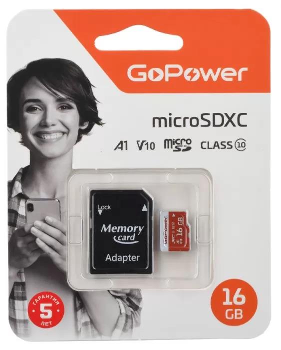 Изображение Карта памяти GoPower MicroSDXC Class 10 16 Гб адаптер на SD 00-00025678