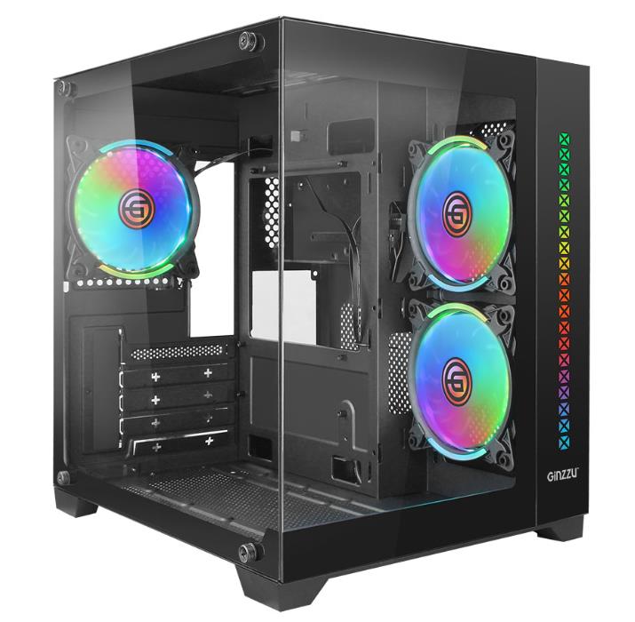 Изображение Корпус Ginzzu V390 (mATX, Mini-ITX, черный, без БП)/(V390)