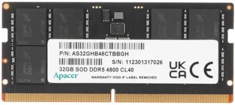 Изображение Оперативная память 1x32 GB DDR5 Apacer AS32GHB48CTBBGH/FS.32G2A.PTH (38400 Мб/с, 4800 МГц, CL40)