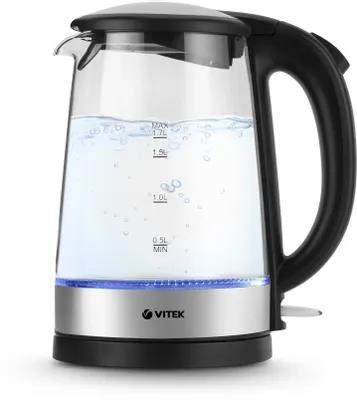 Изображение Электрический чайник VITEK VT-8810 (2200 Вт/1,7 л /стекло, пластик/прозрачный, черный, серебристый)