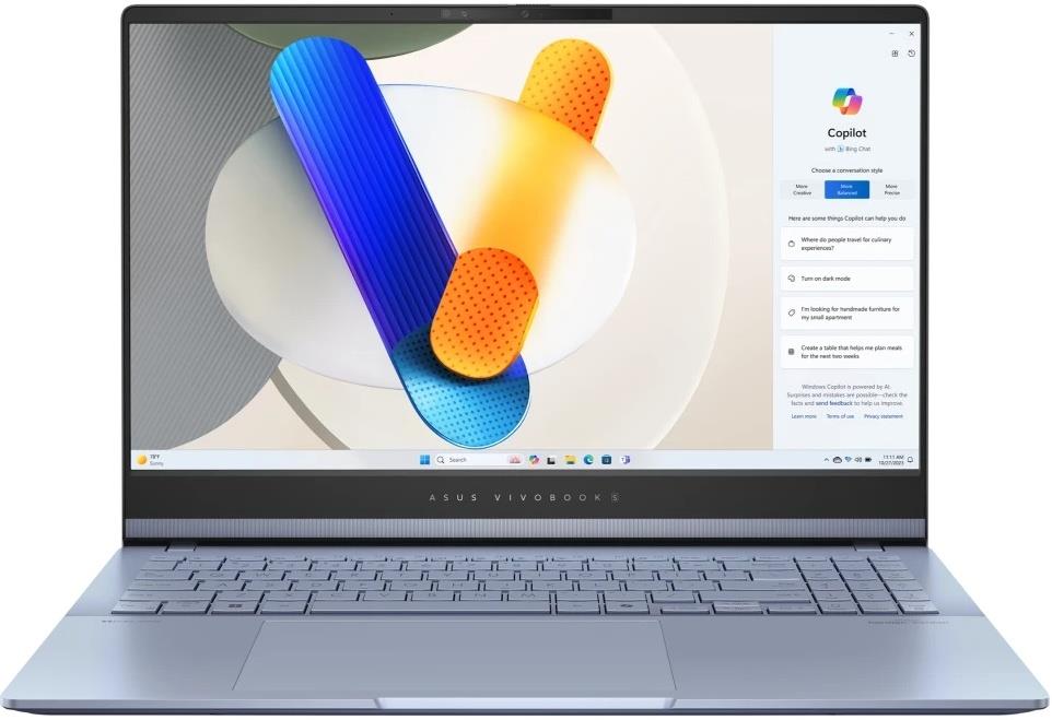 Изображение Ноутбук Asus Vivobook S15 S5506MA-MA014W (Intel 125H 1200 МГц/ SSD 512 ГБ  /RAM 16 ГБ/ 15.6" 2880x1620/VGA встроенная/ Windows 11 Home) (90NB14E2-M00350)
