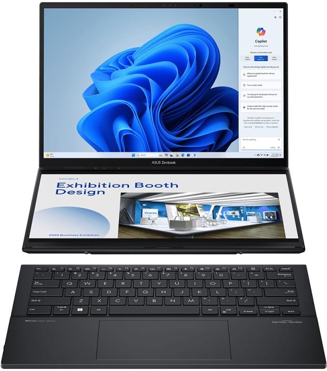 Изображение Ноутбук Asus Zenbook 14 Duo OLED UX8406MA-QL182W (Intel 155H 1400 МГц/ SSD 1024 ГБ  /RAM 32 ГБ/ 14" 1920x1200/VGA встроенная/ Windows 11 Home) (90NB12U1-M00RA0)