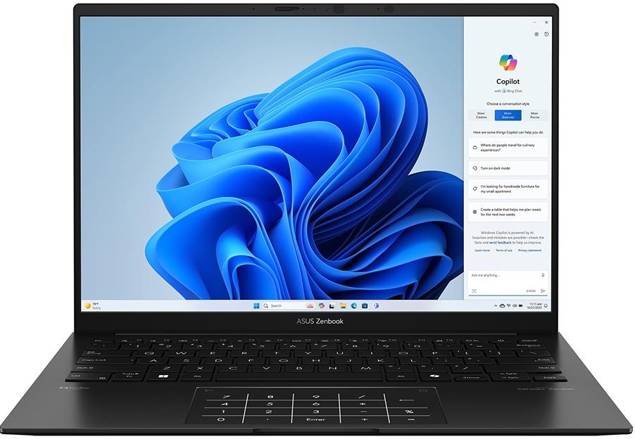 Изображение Ноутбук Asus Zenbook 14 OLED UM3406KA-PP181 (AMD 350 2000 МГц/ SSD 1024 ГБ  /RAM 32 ГБ/ 14" 2880x1800/VGA встроенная/ DOS) (90NB14U1-M00AL0)